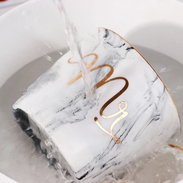 Мраморные керамические кружки с золотым покрытием подарок для влюбленных пар