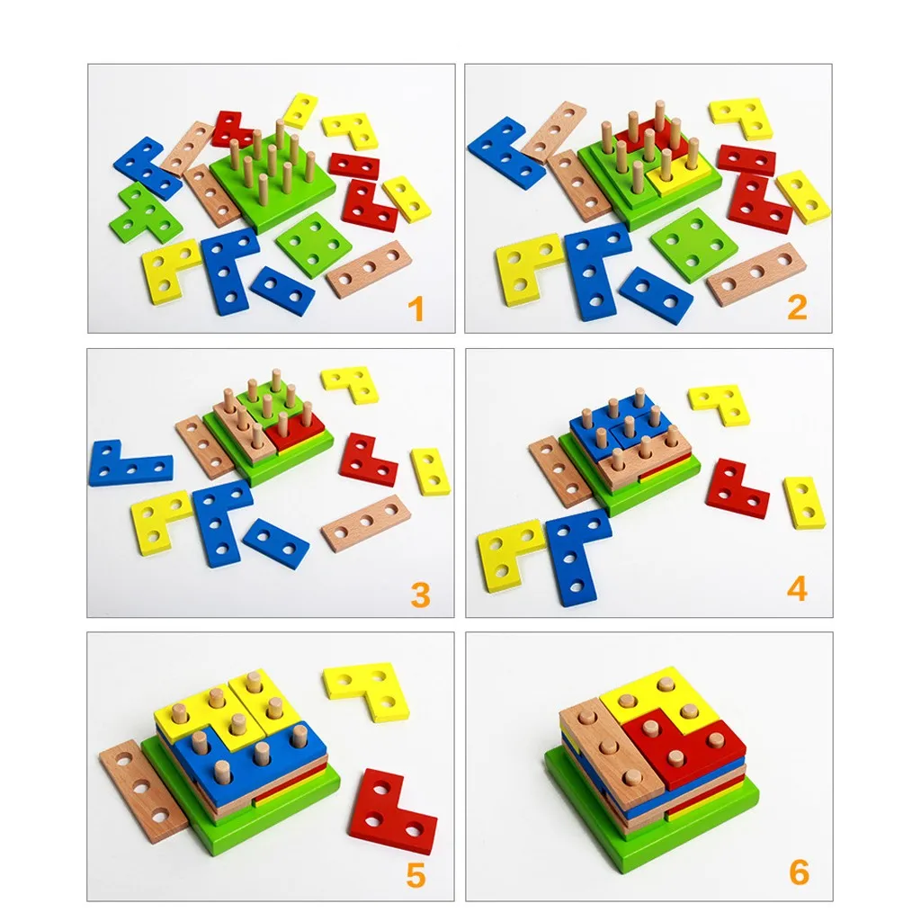 

montessori materials Math Geometry Shape Cognitive Building Toy Kids Baby Puzzle Toy Wooden Shape Sorting Toys