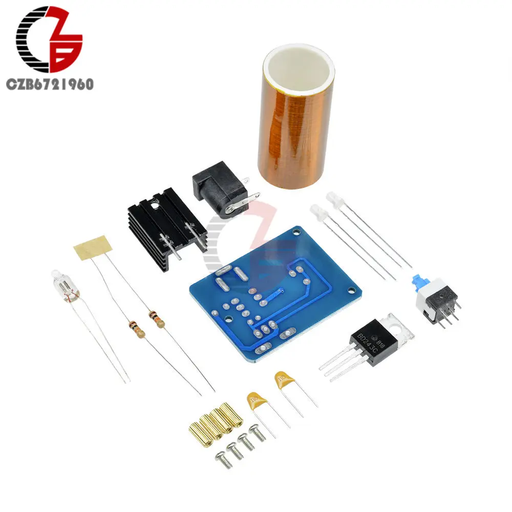 DIY Kits BD243 9 в 12 В мини Тесла катушка дуговой зажигания светильник er Plasmas беспроводной трансмисттер DIY наборы для Светодиодный светильник динамик умная электроника - Цвет: DIY Kits