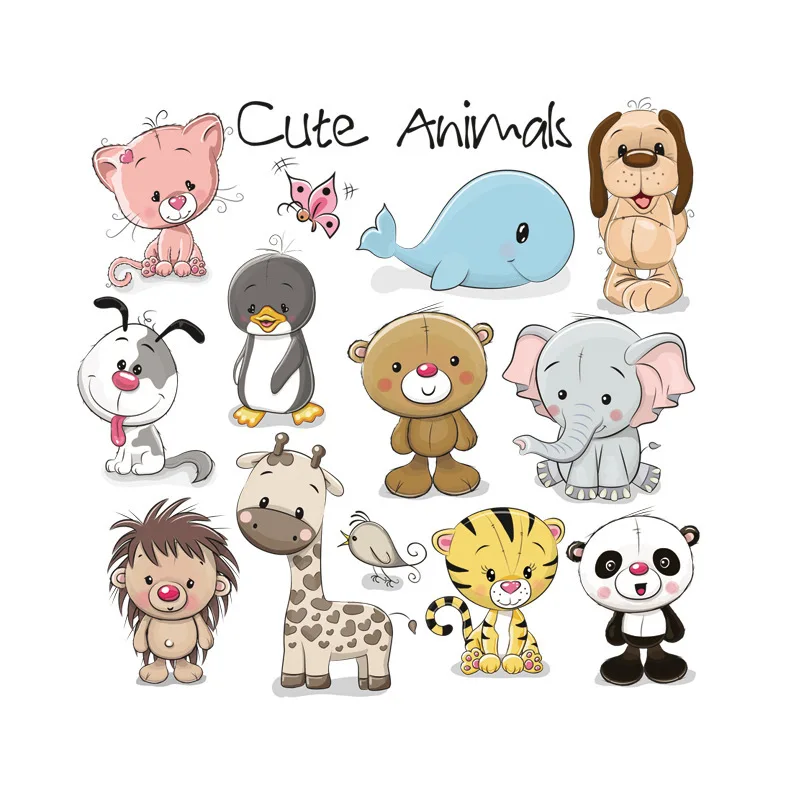 

Iron-on Transfers Animal Cute Patches For Clothing Textile Vinyl Thermo Stickers Applique Diy Thermotransfer Stripes On Clothes