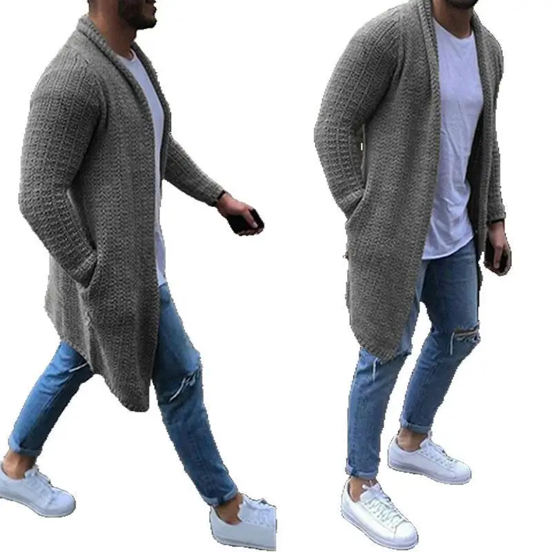 

New Men's Clothing Extra Thick Coarse Yarn Sweater Long Sleeve plus Size Cardigan Color Sweater