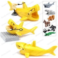 mechanical gold shark building block deep sea diving figures equipment military technology world model child christmas gift toys