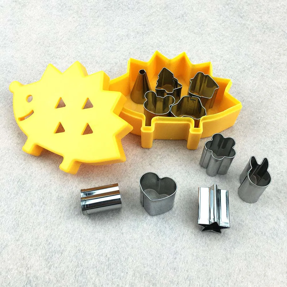 

10 Pcs Mini Stainless Steel Fruit Vegetable Cookie Shape Cutters Mold Hedgehog Box Kid Food Mold Portable Pastry Mold