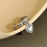 silver plated love heart with layer ring female unique design thai silver retro light luxury jewelry dropshipping