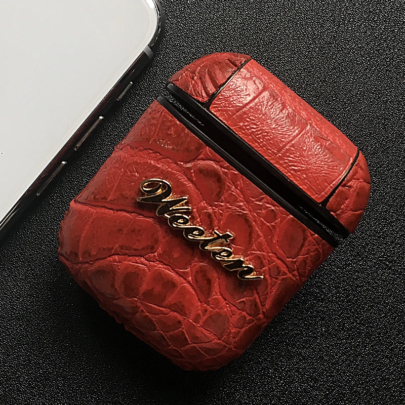For Airpods Red Крокодиловая кожа кожаный ремешок чехол для телефона для iPhone X 7 8 6 6S Plus XS чехол для MAX XR наушники из искусственной кожи чехол для Airpods - Цвет: For Airpods Red
