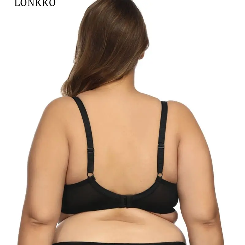 LONKKO C DD DDD E F G H I J Cup Plus Size For Women Ladies Breathable Underwear Female Fashion Push Up Bra Comfort Ultra Thin