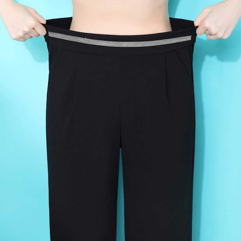 Брюки женские с завышенной талией повседневные приталенные офисные штаны до