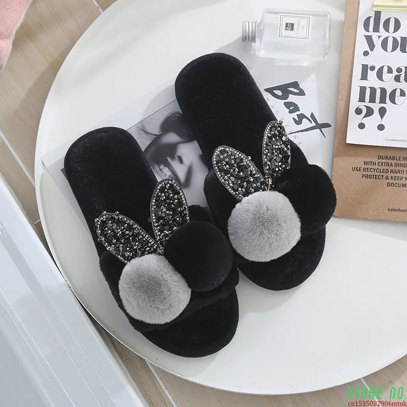 

Women Slippers Winter Shoes Home Warm Plush Slip On Fur Flats House Ladies Casual Non Slip Casual Slippers Fluffy Woman MTX98