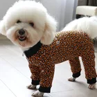 Комбинезон для собаки шерсть, 100% хлопок, комбинезон с леопардовым принтом, пижама для маленьких собак, чихуахуа, домашняя одежда
