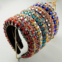 new bling rhinestone headbands colorful crystal hairband geometric diamond padded headband for women luxury hair accessories