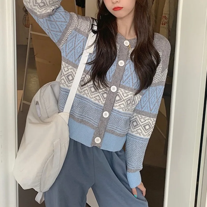 Женский свитер с длинным рукавом кардиган в раннем стиле осень 2021 |