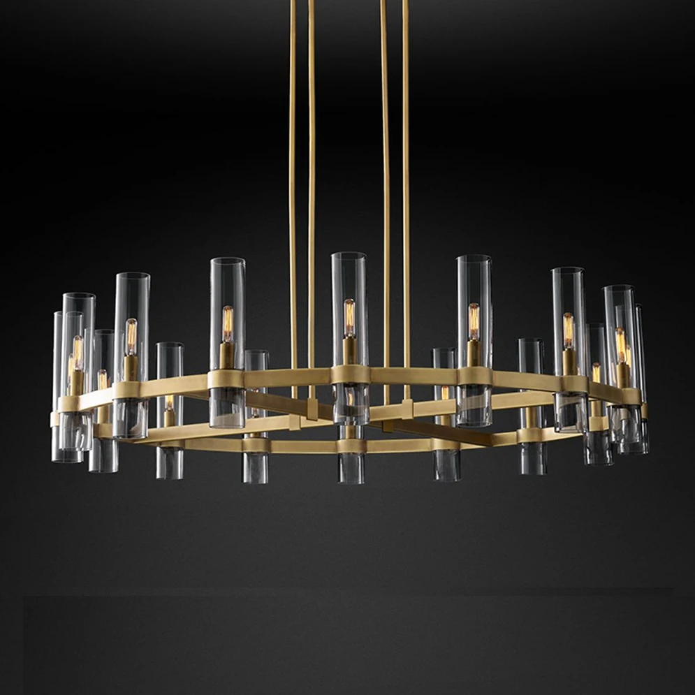 

Art Deco E14 LED Modern Copper Glass Black Gold Round Chandelier Lighting Fixtures Lustre Suspension Luminaire Lampen For Foyer