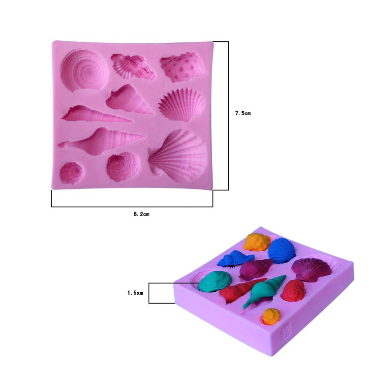 

2 Seashell Silicone Mold for DIY Chocolate Candy Cake Decoration Plaster Ornaments Fondant Mould Kitchenware Baking Tool