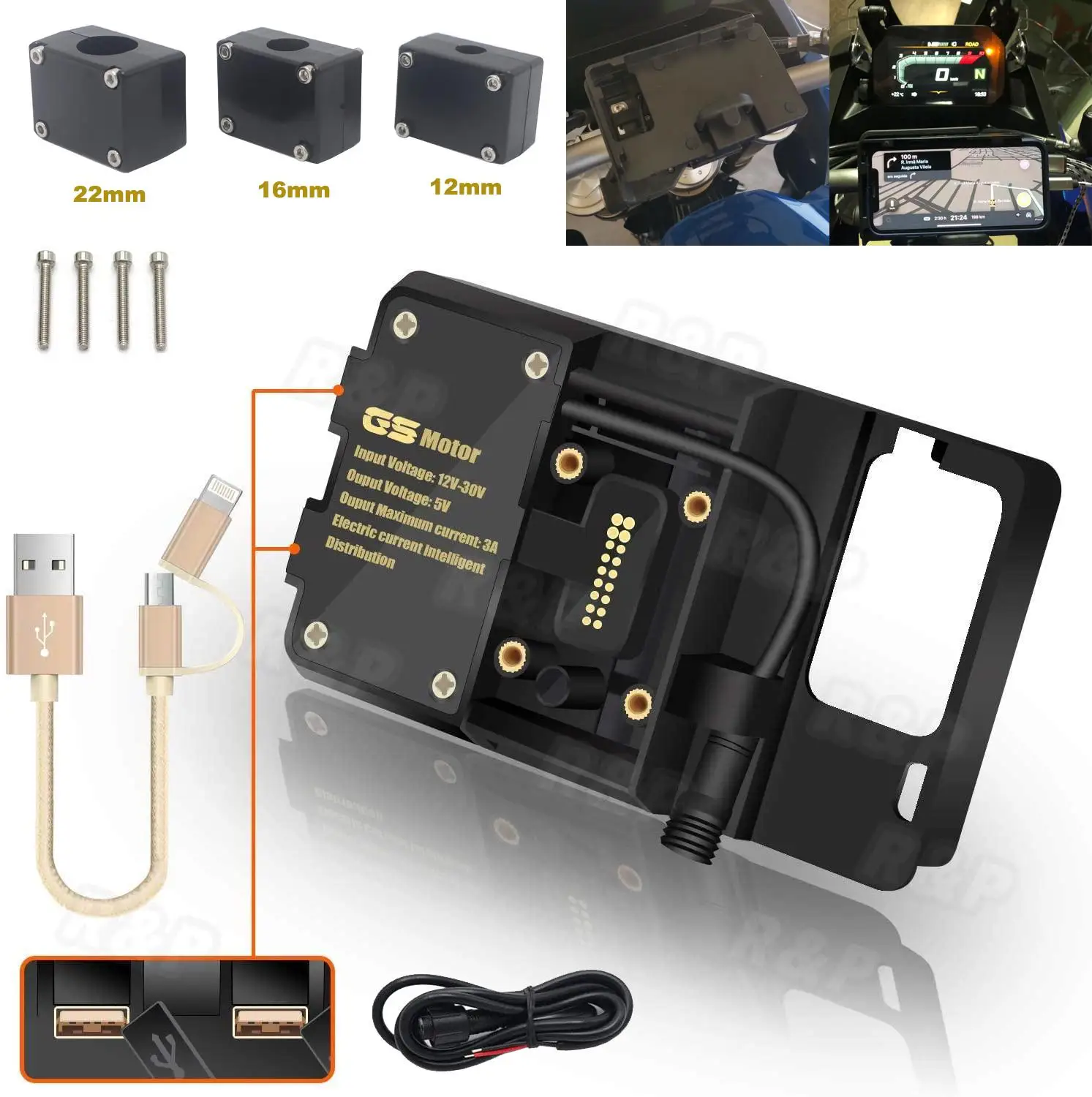 Мотоцикл USB Зарядное устройство GPS Moto мобильный телефон Беспроводной зарядный