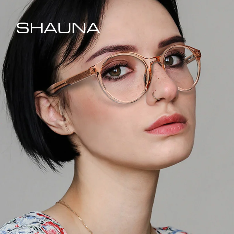 Женская оправа для очков SHAUNA винтажный круглый антисиний светильник с петлей на