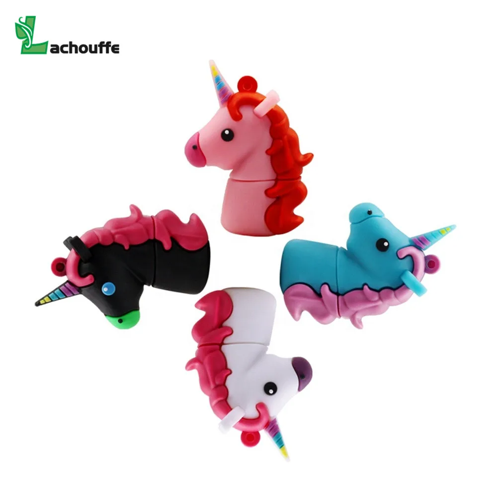 Прекрасный флеш накопитель мультфильм Usb флэш 128 ГБ в виде единорога 32 Гб 64 4 16