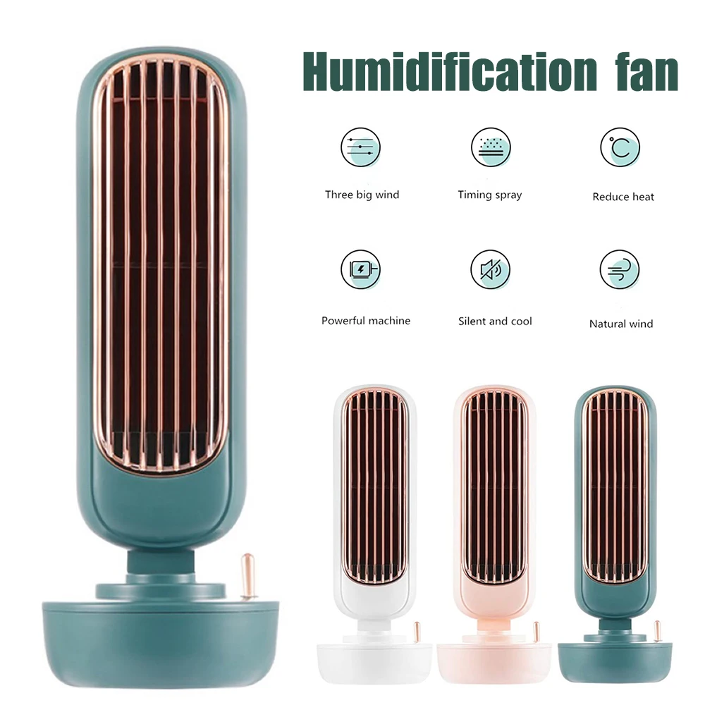 

2 In 1 Mist Fan USB Charging Humidification Tower Fan Mute Desktop Moisturizing Air Cooling Conditioner Humidifier Home Office