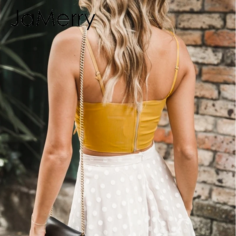 JaMerry сексуальные женские топы на бретельках с v образным вырезом элегантные