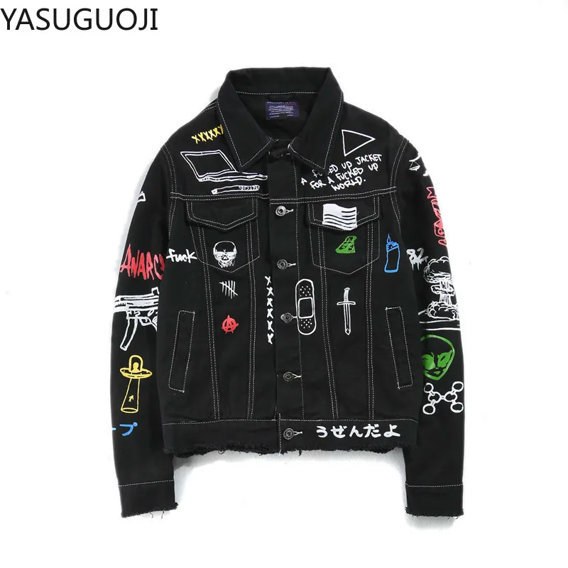 YASUGUOJI джинсовая куртка для мужчин хип-хоп Уличная Панк рейв стимпанк ковбойская