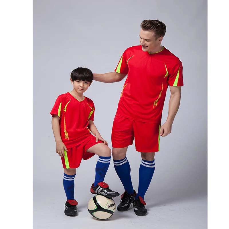 Kids Football Uniforms Kits Sports Soccer Jerseys+Pants Suit Short Sleeve Blank Training Suit Set for Children Boys