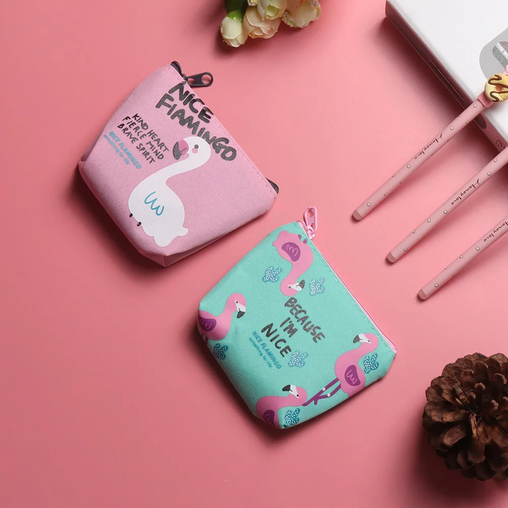 Кошелек с изображением фламинго дневник милый холст кошельки для монет на молнии