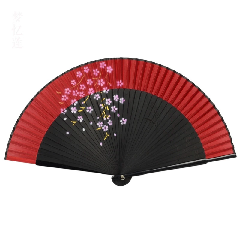 

Ручной вентилятор Sakura печать сложенные вентиляторы крученый шелк Бамбук ручной реквизит для танцев Косплей дома офиса стены Diy украшения