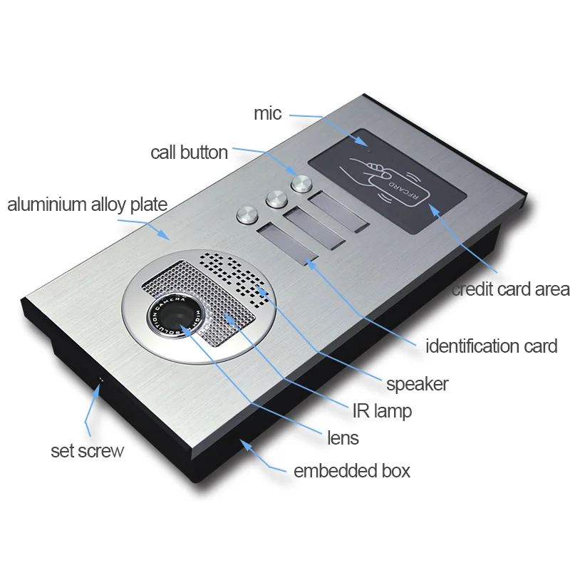 9 'Multi Apartments Families Record FunctionColor Video Device Door Intercom System With 4 Monitor Building Doorphone Waterproof