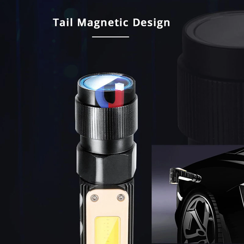 Многофункциональный светодиодный фонарик 5 Режим освещения USB перезаряжаемая Рабочая лампа Регулируемая лампа передние и задние сильные Магнитный факел