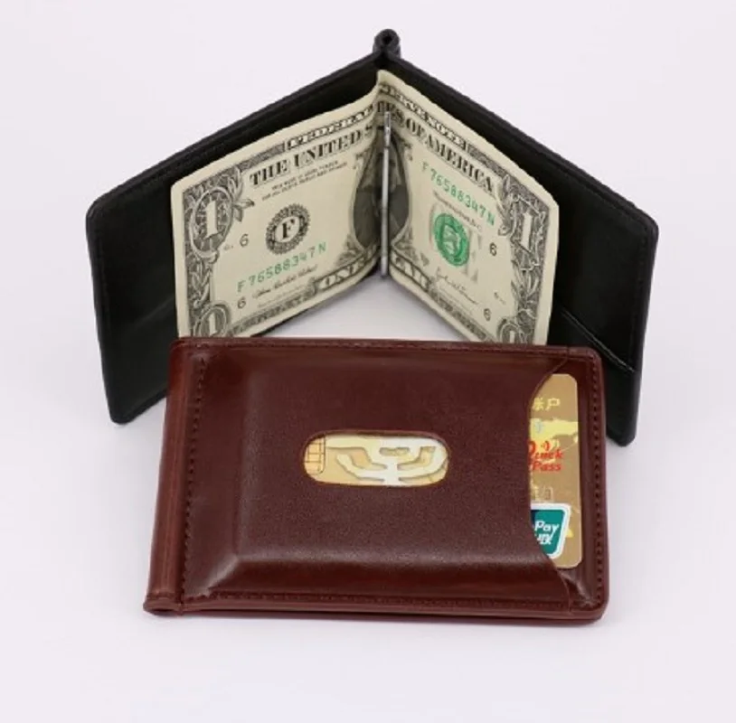 Квадратный кошелек для мужчин однотонный тонкий мужской бумажник двойного