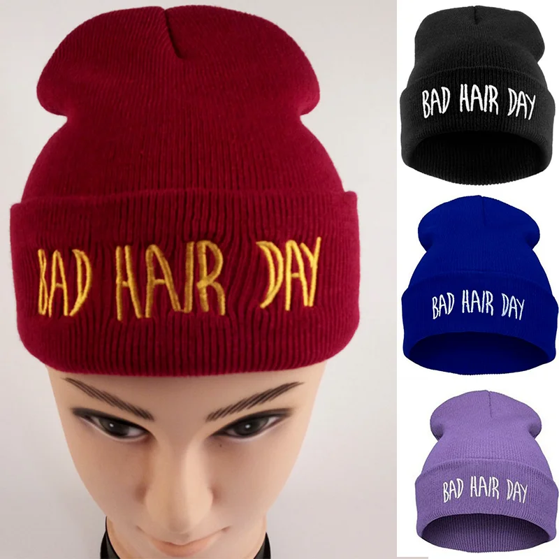 

Плохая Шапка-бини с вышивкой и надписью для женщин, теплые зимние шапочки, шапки-бини, шапка, Мужская Лыжная шерстяная вязаная берет, шляпа, о...