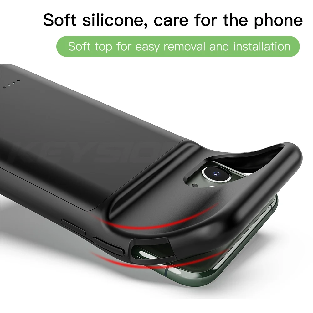 Фото Чехол-батарея KEYSION для iPhone 11 Pro Max Music/Sync Smart Power Bank зарядное устройство X Xs XR Чехол-батарея KEYSION для iPhone 11 Pro Max Music/Sync Smart Power Bank зарядное устройство X Xs XR