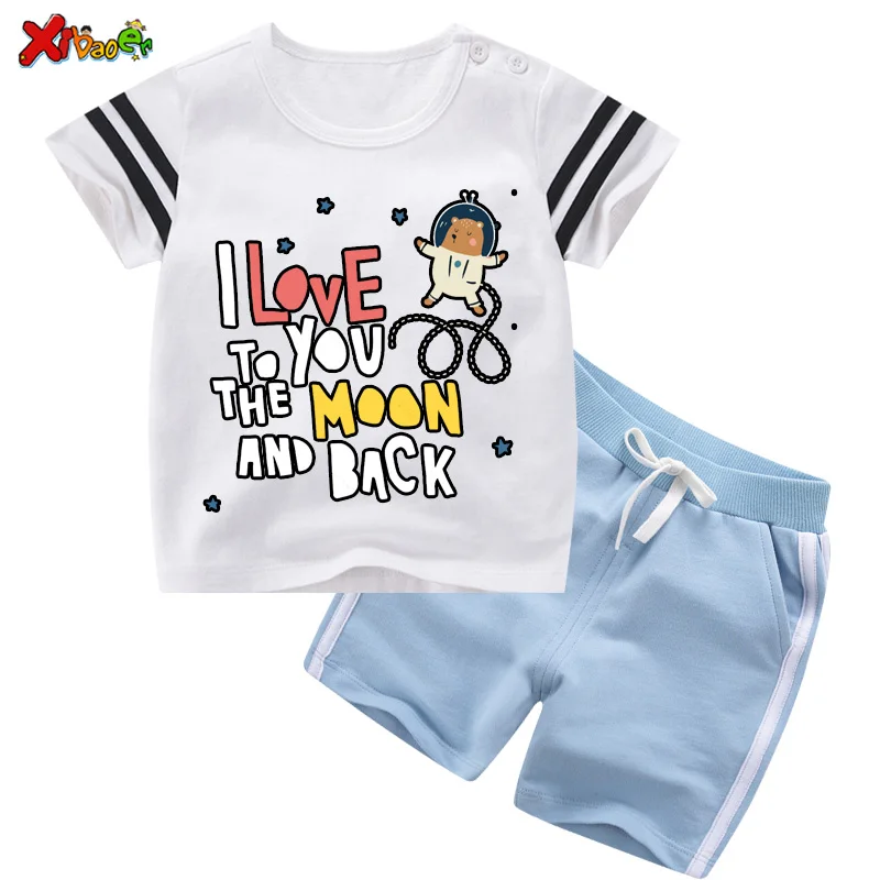 Комплект одежды для маленьких мальчиков хлопковый детский наряд короткий