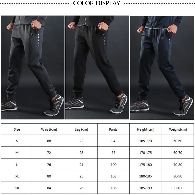 

Winter Mens Running Pants Night Reflective Workout Casual Skinny Pencil Pants NEW Gym Bodybuilding Sportswear Male Trousers