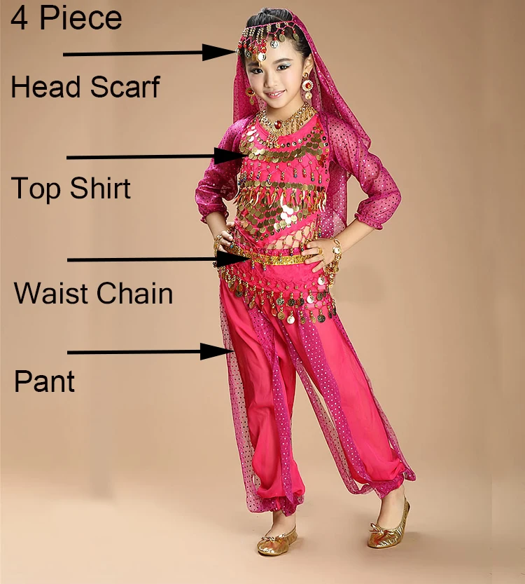 Детский костюм для танца живота с блестками и длинными рукавами|Танец живота| |