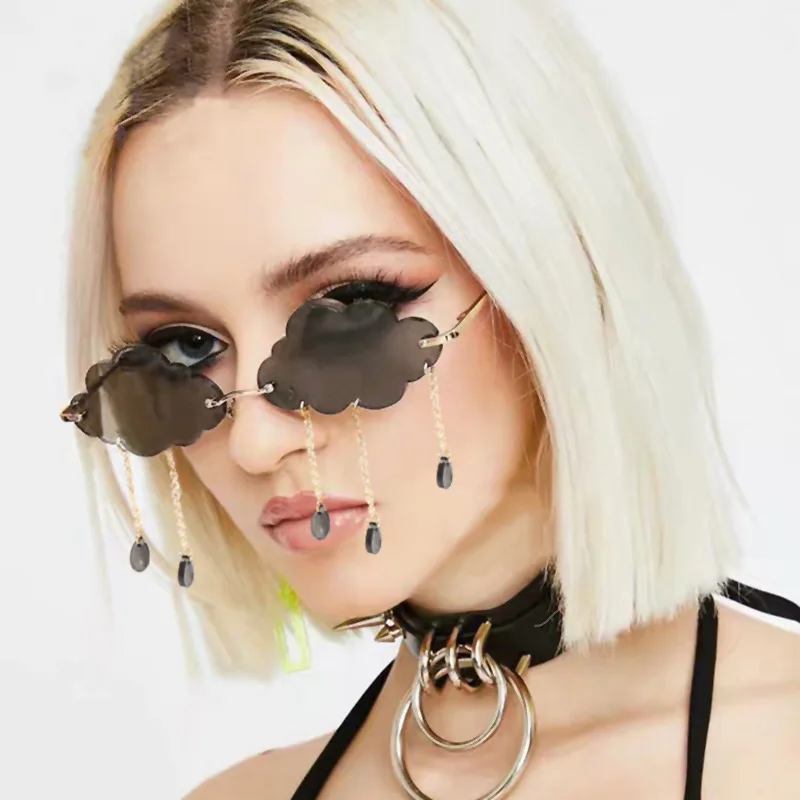 

Fashion Rimless Sunglasses Women 2020 Vintage Clouds Tassel Steampunk Sunglasses Men Frameless Punk Glasses Shades UV400 Oculos