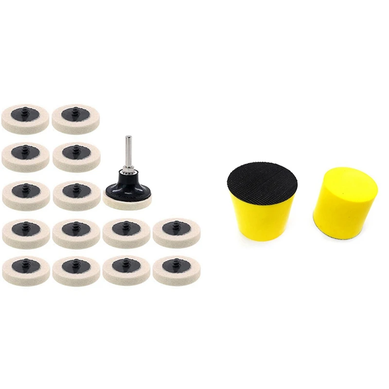 

16Pcs 2 Inch Disc Polishing Buffing Pads Wheels Disc Holder With Shank & 2 Pcs 2 Inch Hand Sanding Block Polishing Pad