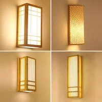 japanese tatami style rectangle wooden led warm white wall lamp bedside bedroom restaurant bar
