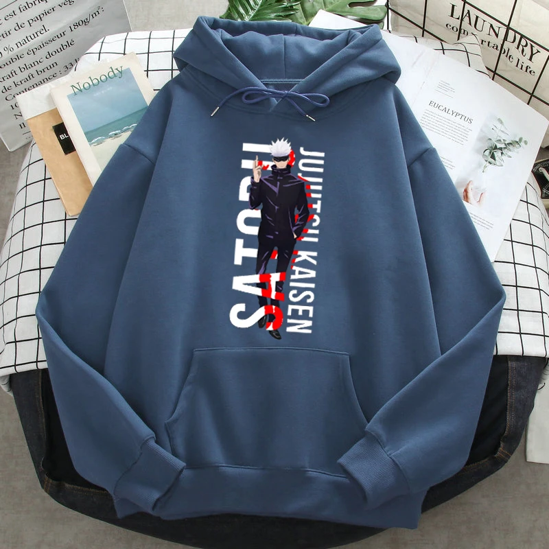 

Satoru Gojo Jujutsu Kaisen Hoodie Man Casual Loose Sweatshirts Anime Harajuku Pocket Long Sleeve Top Mens Hip Hop