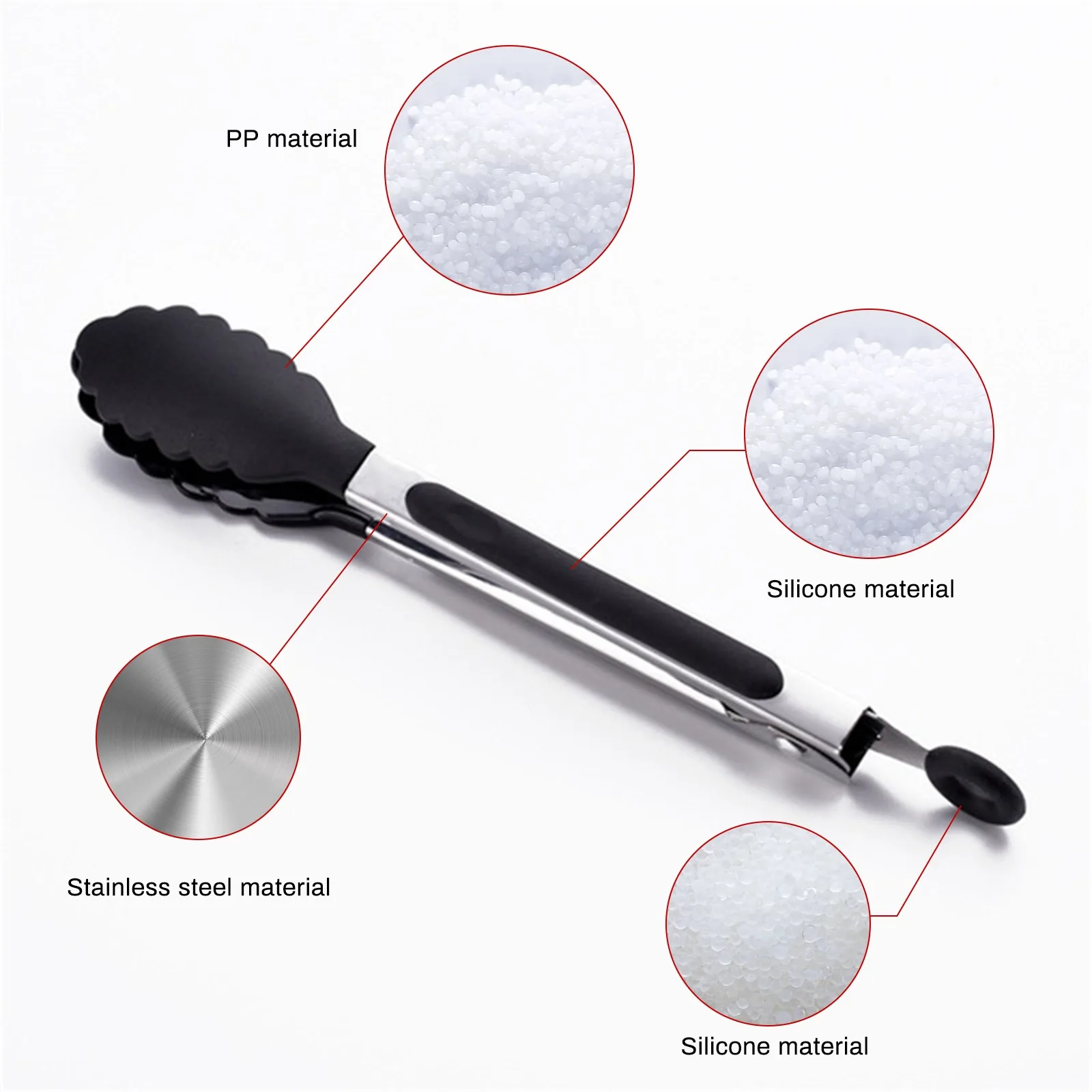 

Stainless Steel Silicone Food Clamp Non-slip Kitchen Service Clamp Restaurant Food Clamp Barbecue Salad Tool Kitchen Accessories