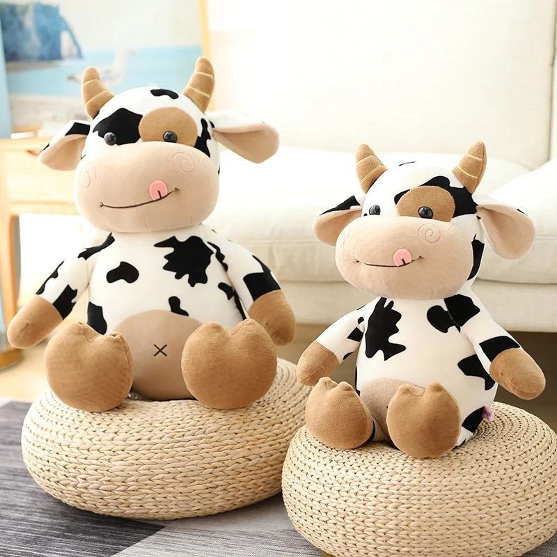

Free Shipping Cute cow doll plush toy cartoon cute cow soft down cotton filled baby toy Christmas gift holiday gift