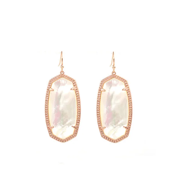 Rose Pearl Новое поступление, маленькие овальные серьги с камнями, Полностью украшенные камнями, висячие серьги для женщин, модные ювелирные изделия - Окраска металла: Rose Pearl