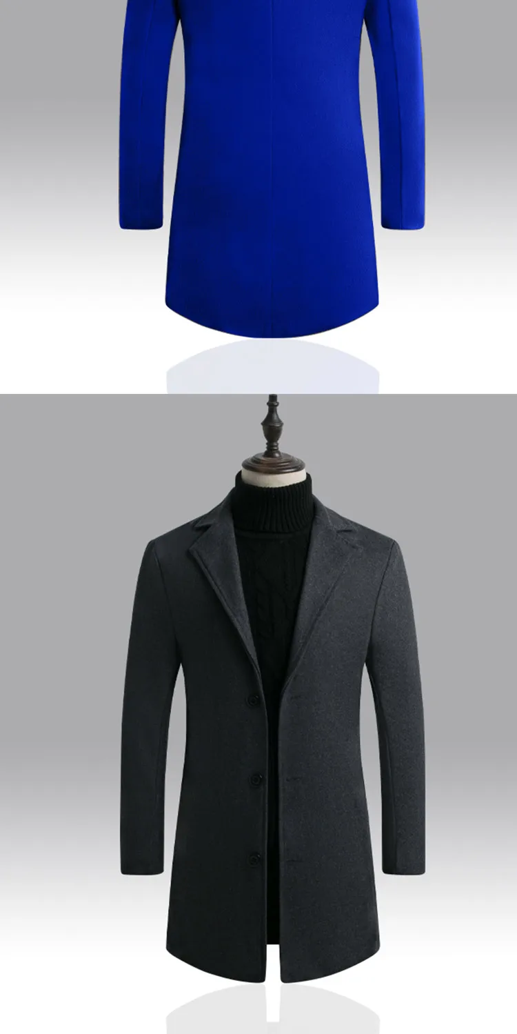 Новинка зимы, Мужская модная бутиковая одежда, повседневное деловое шерстяное длинное пальто/мужское серое пальто, мужские повседневные куртки