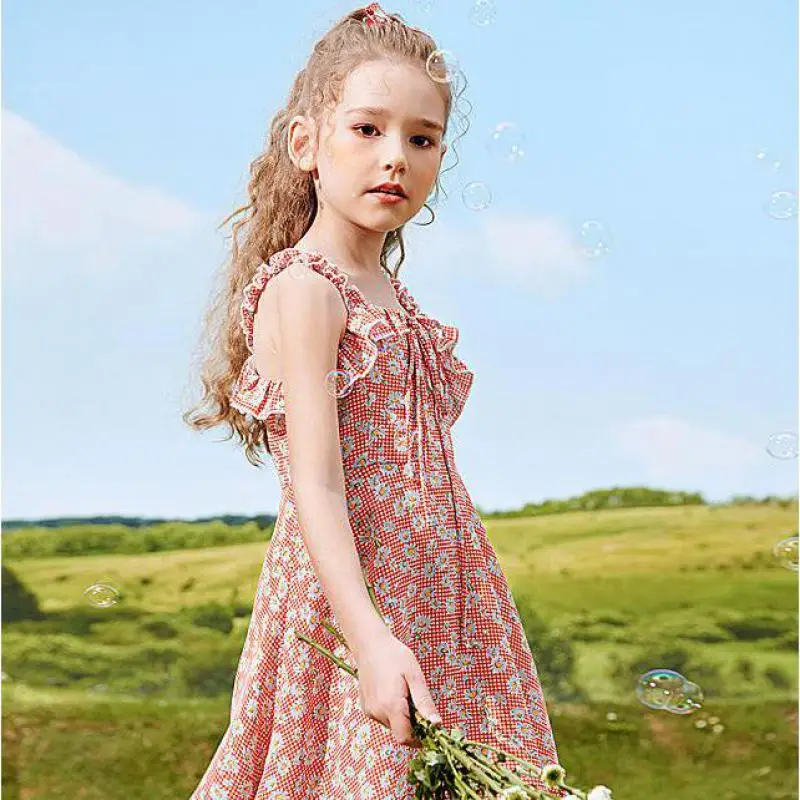 

Sweet Big Girls Summer Dress 2020 New Style Children's Daisy Print Girls Princess Party Dress Girl Kids Girls Flower Costume