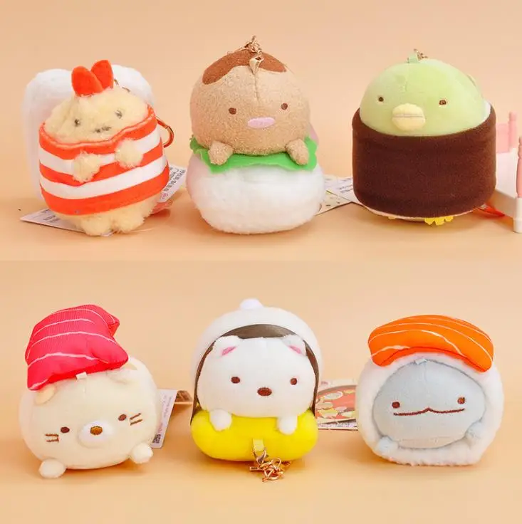 

Sushi Corner Soft Plush Pendant Toy Doll Clamshell With Iron Keychain 6Kinds 8-10cm Wj04
