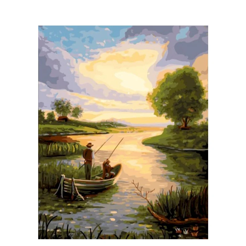 

PhotoCustom Paint By Numbers Kits Scenery Frameless DIY 60x75cm Oil Painting By Numbers On Canvas Handpaint Number Painting Deco