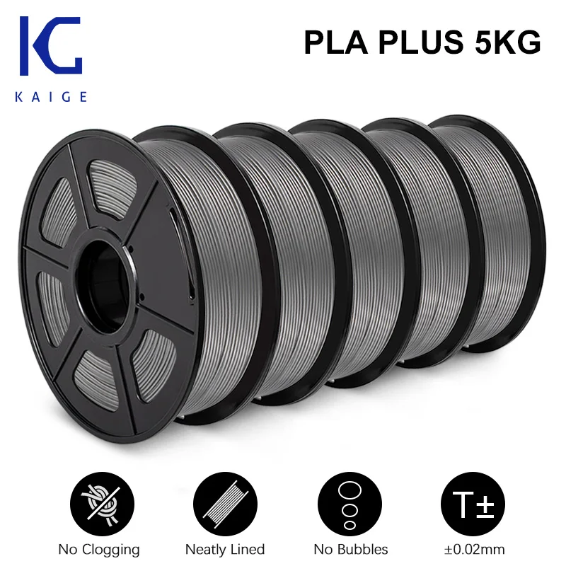 

KAIGE 3D Filamento Pla PLUS 1.75MM 5KG 100% No Air Bubbles 3d printer supplies With Spool Filament For FDM impresora 3d 3D Pens