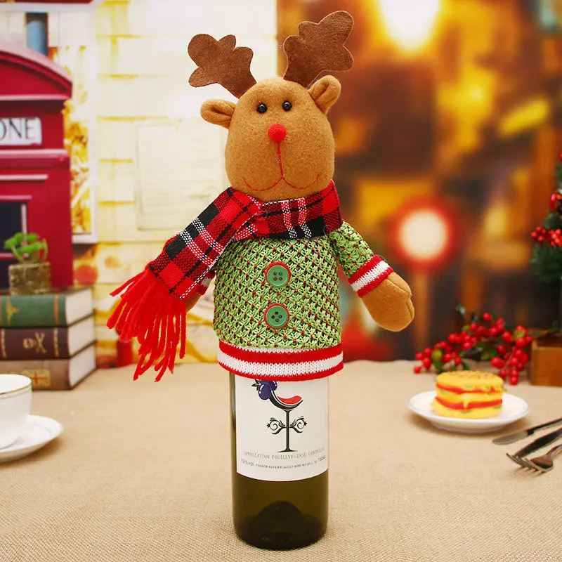 Год подарок Санта Клаус винная бутылка пылезащитный чехол Xmas Noel рождественские украшения для дома Navidad декор для обеденного стола