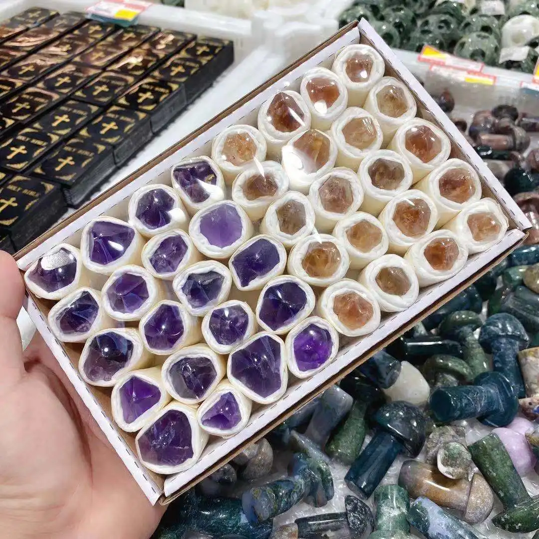 

1pc High Quality Natural Crystal Amethyst And Citrine Box Energy Healing For Home Decoration Lu