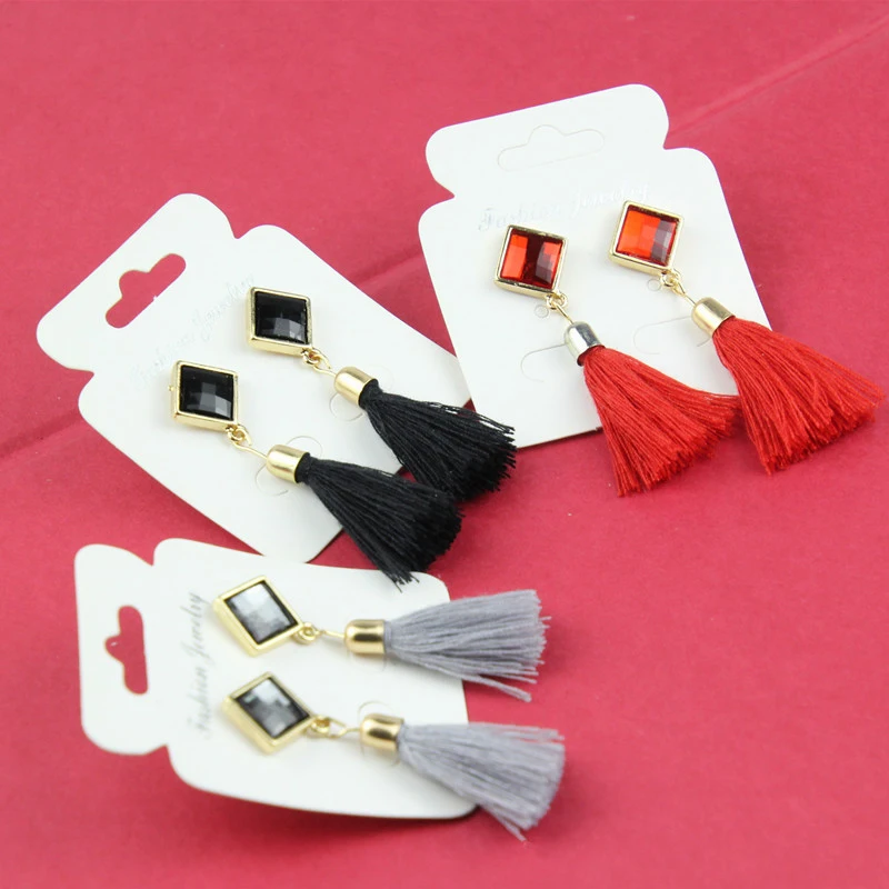 

Новое поступление 2021, черные серьги FSUNION с кисточками для Женщин, Модные Винтажные серьги с кисточками и кристаллами, Элегантные Изящные жен...