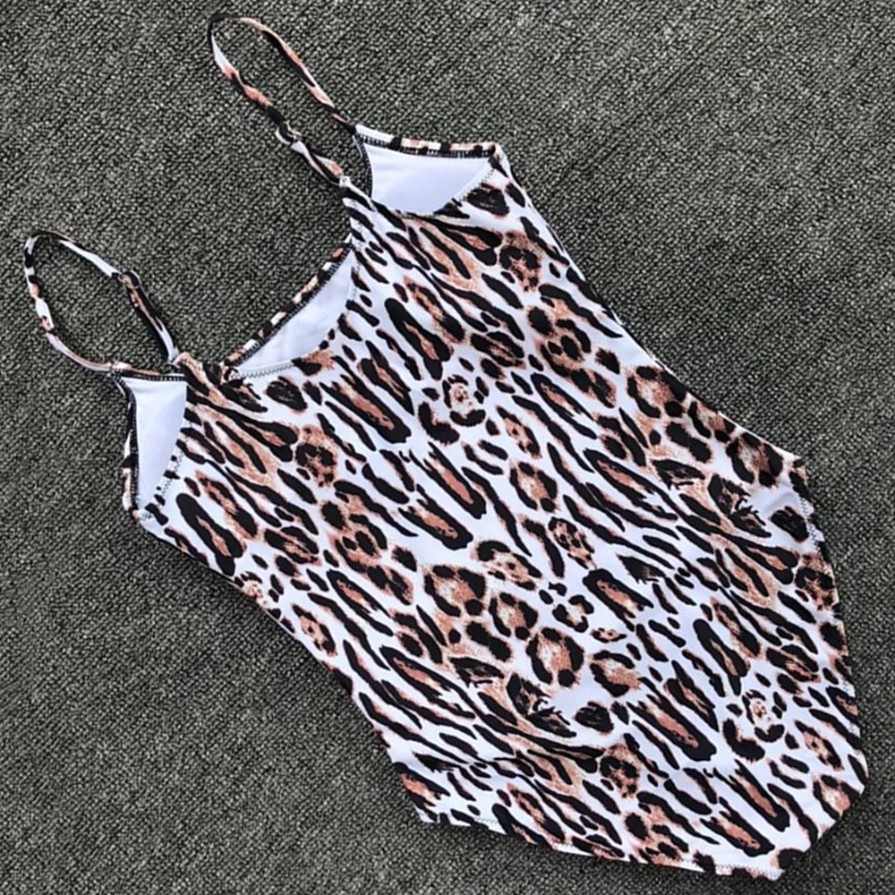 Леопардовый купальник Цельный женский сексуальный пуш ап Женский бандажный с